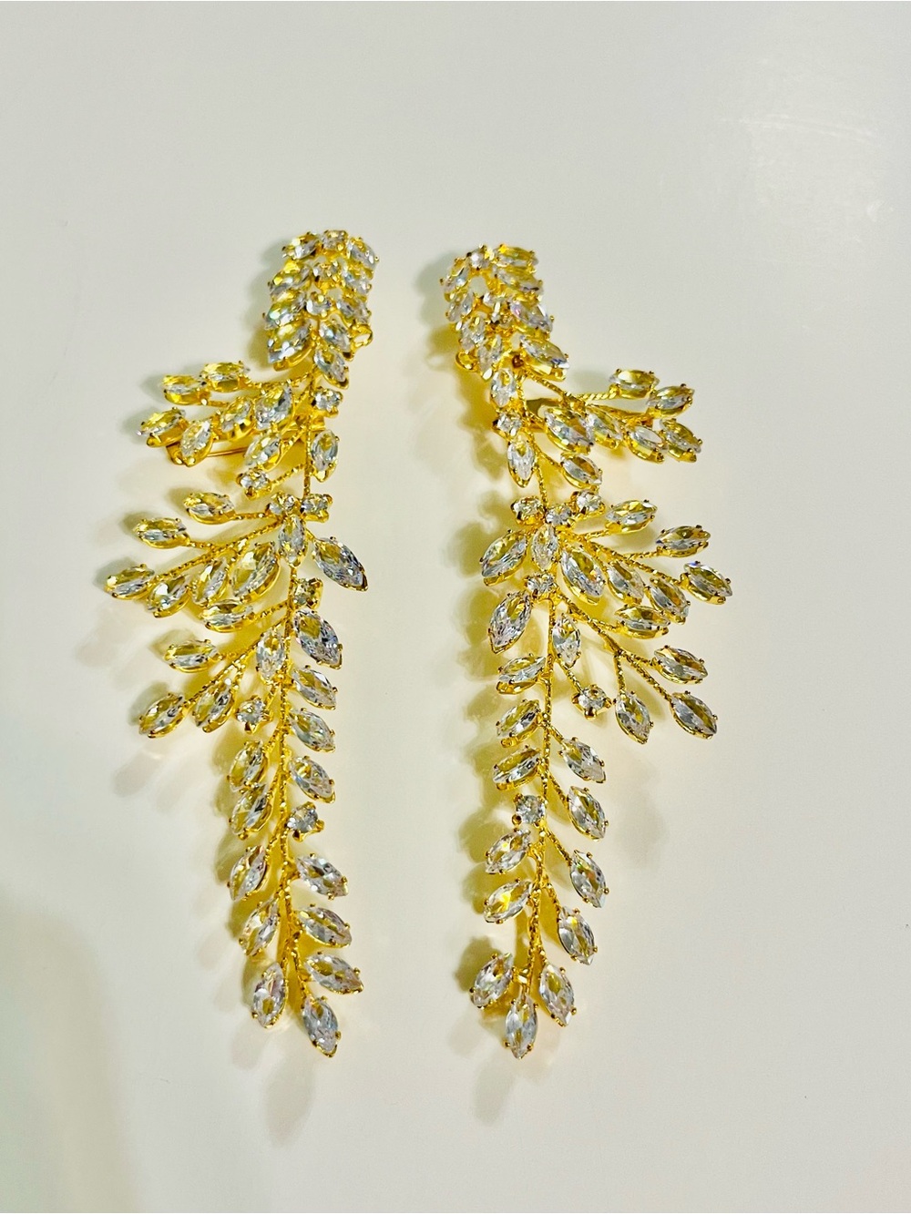 Gold Tone Clear Navette Rhinestone Brooch Pins Collar Hairpiece